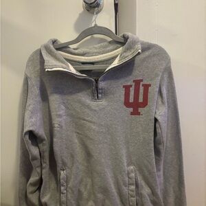 MV Sport Gray Quarter-Zip Sweatshirt with Red Accents